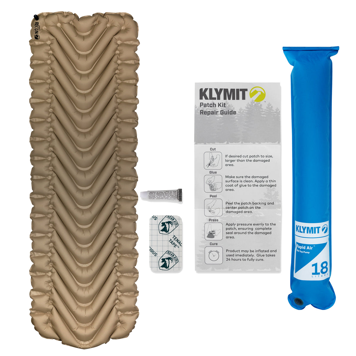 Klymit Static V Lightweight Sleeping Pad Set Options V Sheet, Pillow