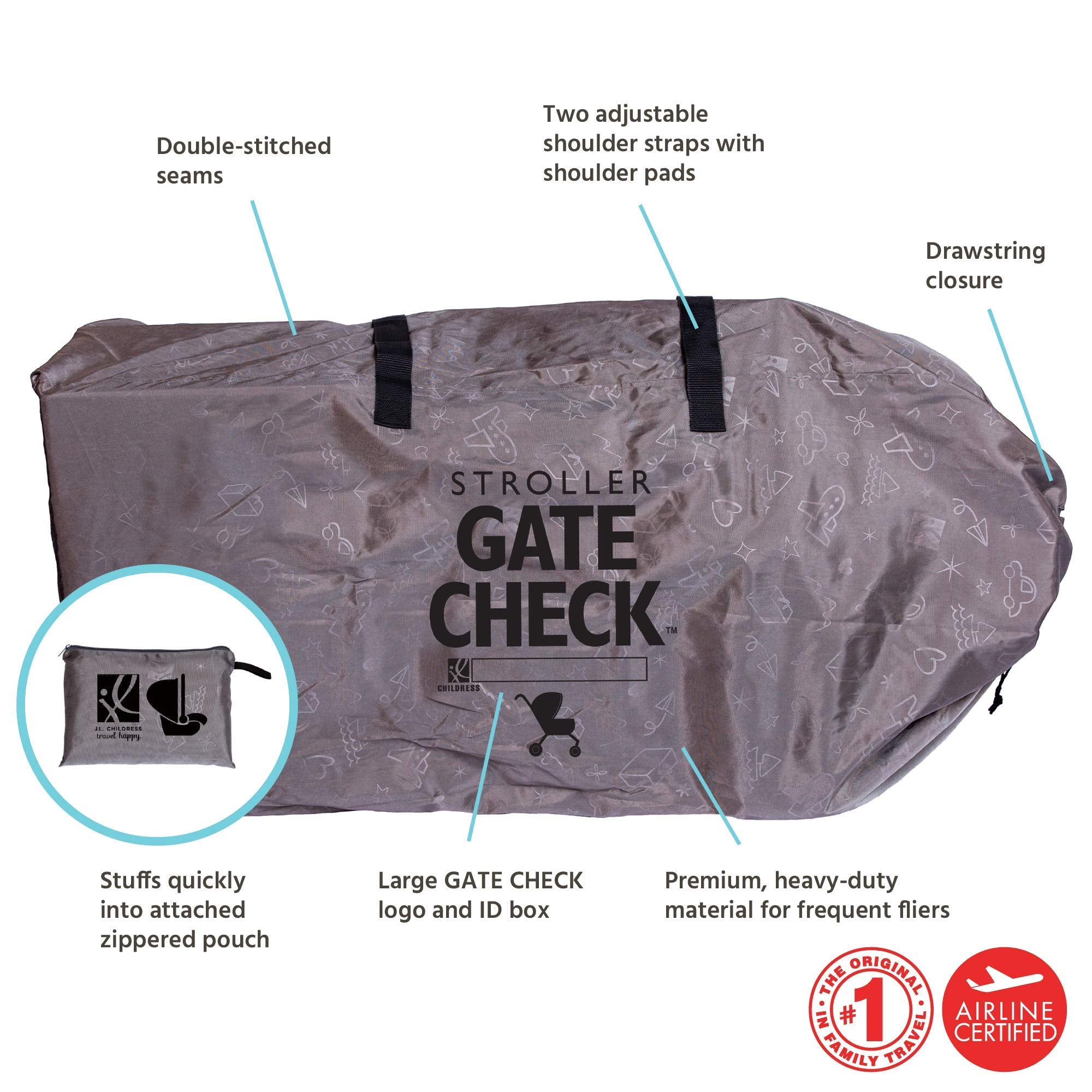 jl childress double stroller bag DELUXE Gate Check Bag for Single & Double Strollers
