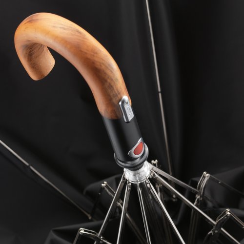 Knirps Traditional Wooden Handle Crook Umbrella – Black